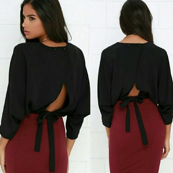Farrow Ava Open Back Top In Classic Black Size Medium - Picture 1 of 10